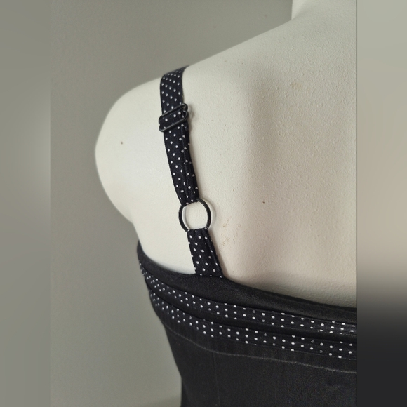 Black Polka Trim Sweetheart Romper with Anchor Embroidery - Picture 7 of 10